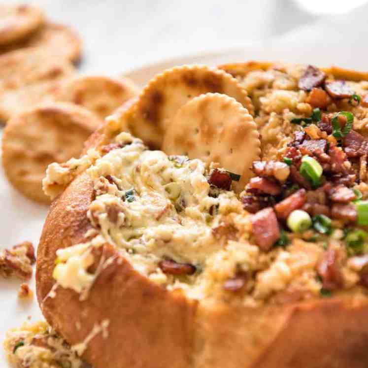 This Cheese and Bacon Dip is creamy, cheesy and loaded with bacon! Super easy to make, made with cream cheese. recipetineats.com